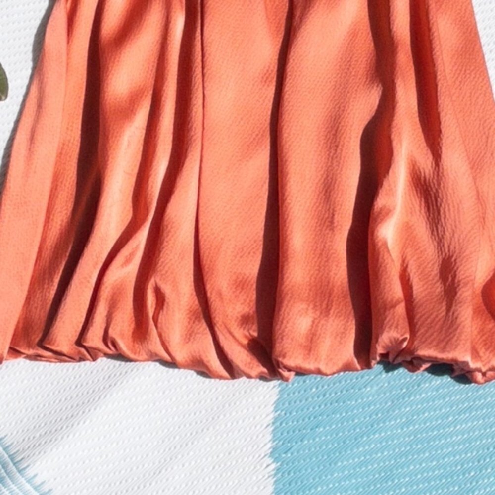 Armani Exchange AX Coral Silk Ruched Bubble/Slip Dress, Size: 4 - Picture 4 of 7